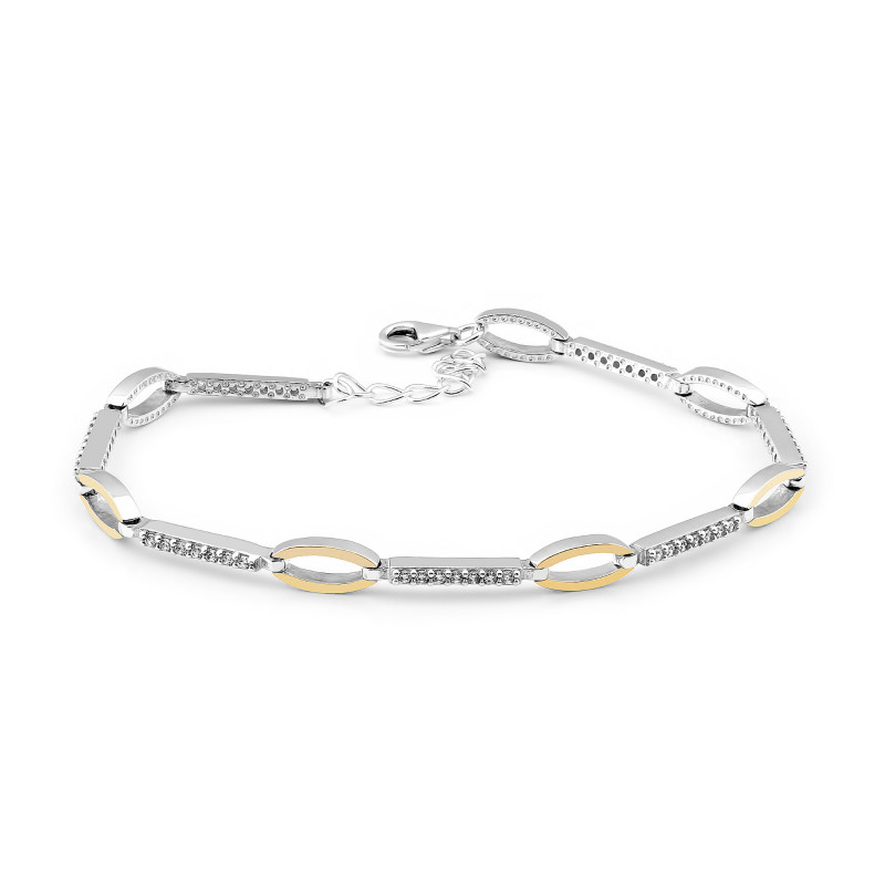 Bransoleta srebrna LINE łezka z cyrkoniami PX 1008_AU375 blaszka gold