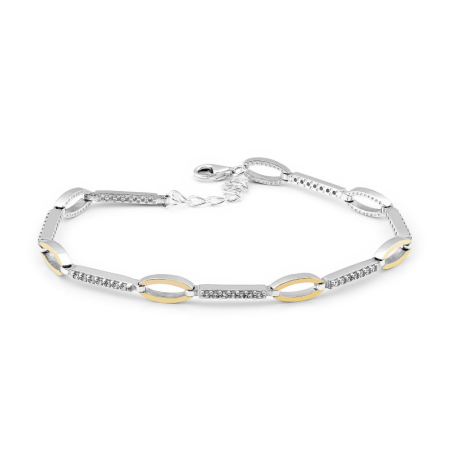 Bransoleta srebrna LINE łezka z cyrkoniami PX 1008_AU375 blaszka gold