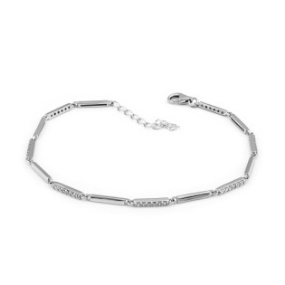 Bransoleta srebrna gładkie blaszki i z cyrkoniami PX 1016 próba 925