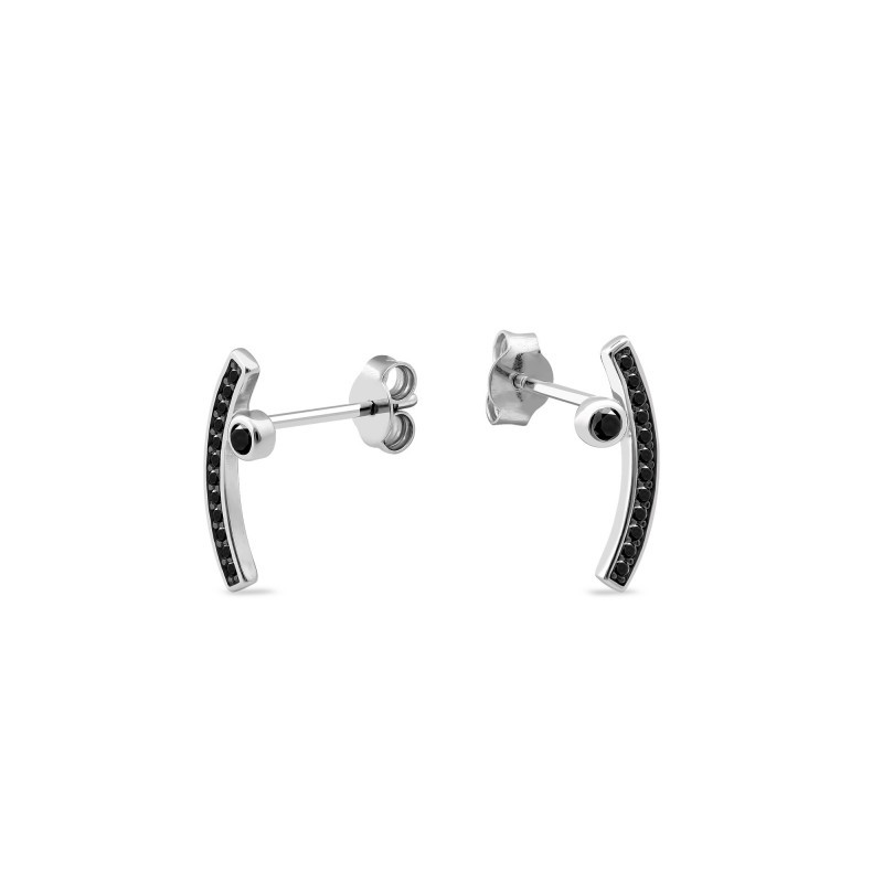 Kolczyki srebrne czarne cyrkonie w łuku/sztyft PX 1024 BL próba 925