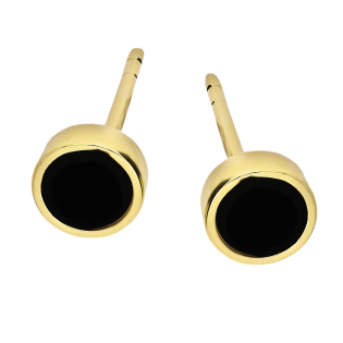Kolczyki złote z czarnym agatem w okrągłej oprawie/sztyft MZ T23-E-1237-4MM-AGT próba 375
