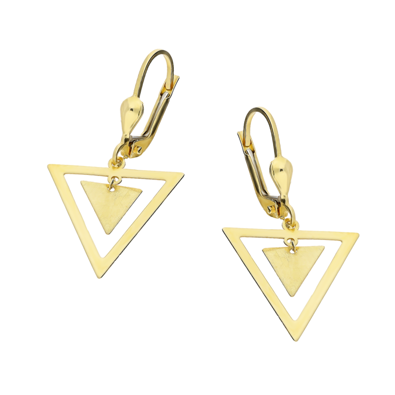 Kolczyki złote trójkąt ramka i trójkąt matowy/big.zam. MZ T23-E-LE-512-BM próba 585