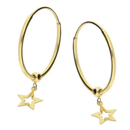 Kolczyki złote szarniry z wiszącą gwiazdką MZ t23-Et-7-Star próba 585