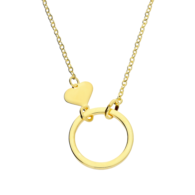 Naszyjnik pozłacany koło ramka i gładkie serce/anker NI BRN37713-GIA14902 GOLD próba 925