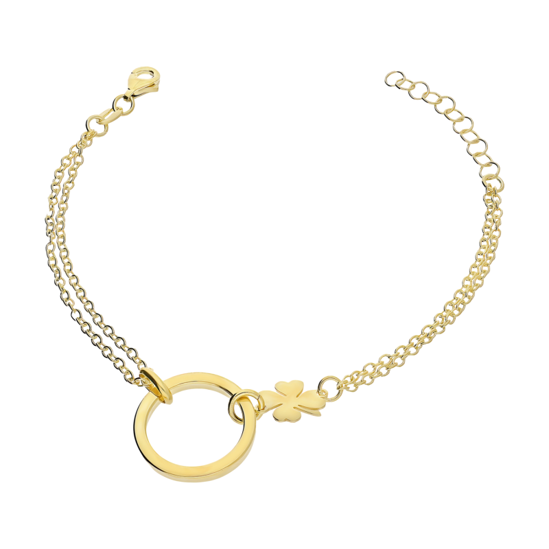 Bransoleta pozłacana koło i koniczynka/anker x2 NI BRN37716 GOLD próba 925