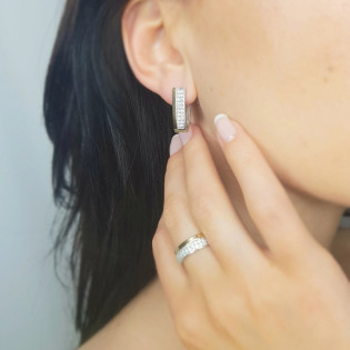 Kolczyki srebrne złota blaszka i cyrkonie/ang.zap PX 158_AU375 blaszka gold