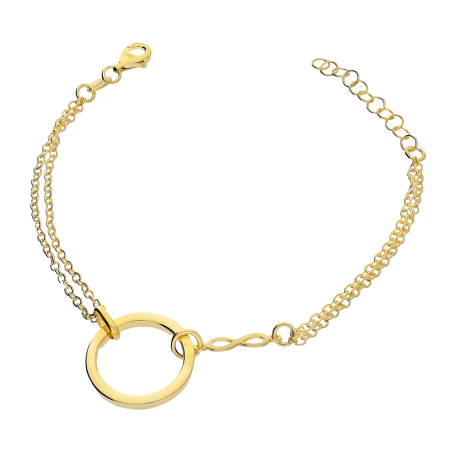 Bransoleta pozłacana koło ramka i infinity/anker x2 NI BRN37717 GOLD próba 925