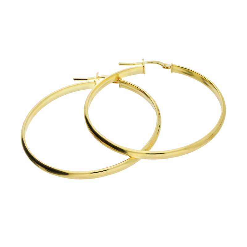 Kolczyki pozłacane kółka rurka płaska 40mm/ang.zap NI KDM-PŁ-40mm-3,00 ANG GOLD próba 925