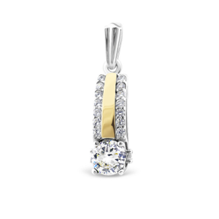 Zawieszka srebrna ze złotą blaszką prostokąt z cyrkoniami