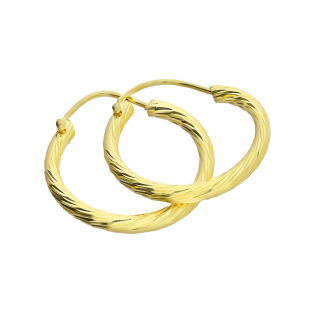 Kolczyki pozłacane kółka szarniry 15mm grawerowane NI KSZ-15mm-2,00 dis GOLD próba 925