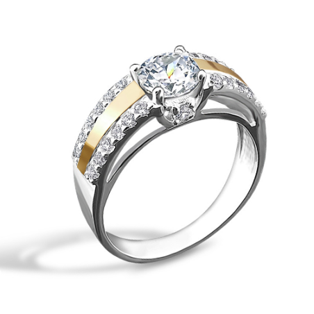 Pierścionek srerbny złota blaszka i cyrkonie