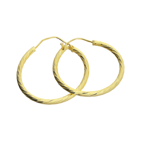 Kolczyki pozłacane kółka szarniry grawerowane 23mm NI KSZ-23mm-2,00 dis GOLD próba 925