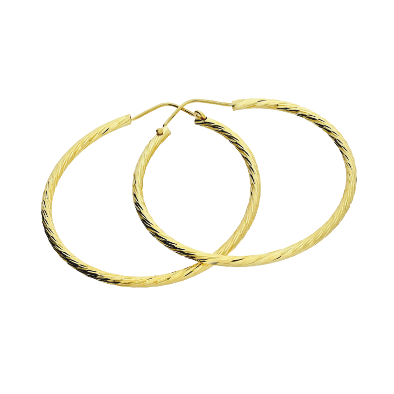 Kolczyki pozłacane kółka szarniry grawerowane 35mm NI KSZ-35mm-2,00 dis GOLD próba 925