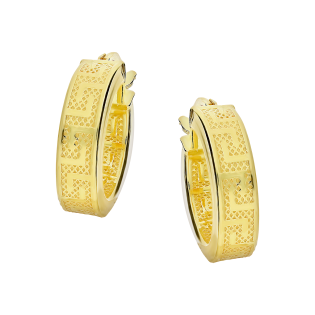 Pozłacane kolczyki srebrne kółka grecki wzór 10mm - JubilerSezam.pl