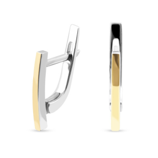 Kolczyki srebrne kreska ze złotą blaszką/ang.zap. PX 240_AU375 blaszka gold