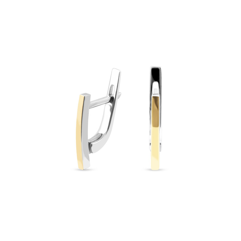Kolczyki srebrne kreska ze złotą blaszką/ang.zap. PX 240_AU375 blaszka gold