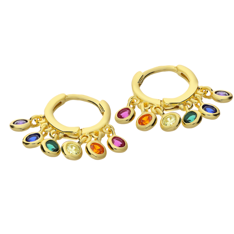Kolczyki pozłacane koło z wiszącymi cyrkoniami/zatrzask NI ORZ00119 GOLD MIX próba 925