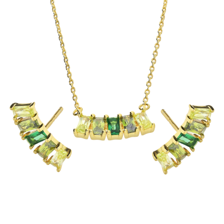 Pozłacany Komplet Srebrny Kolczyki i Naszyjnik - JubilerSezam.pl