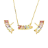 Komplet pozłacany kolczyki i naszyjnik kolorowe cyrkonie bagiety NI ORZ00187-GIZ00152 GOLD MIX próba 925