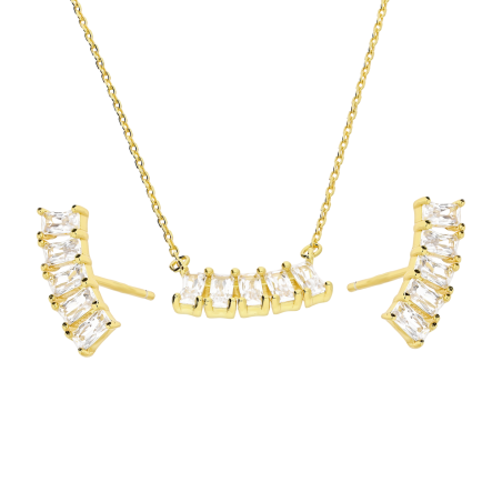 Pozłacany Komplet Srebrny Kolczyki i Naszyjnik - JubilerSezam.pl