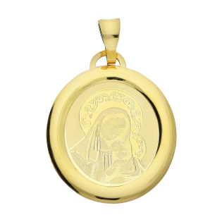Medalik złoty Matka Boska z Dzieciątkiem w owalu OS 32-0504-18 laser próba 585