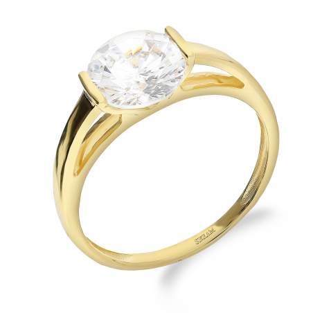 Pierścionek złoty ETERNO cyrkonia w uszkach PX 781 próba 585