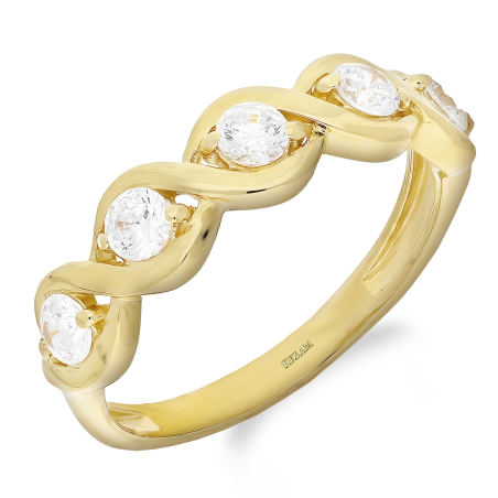 Pierścionek złoty warkocz z cyrkoniami/obrączkowy PX 723 próba 585