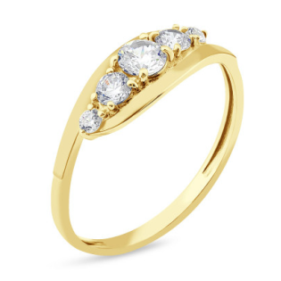 Pierścionek złoty LINE cyrkonie w szynie PX 849 próba 585