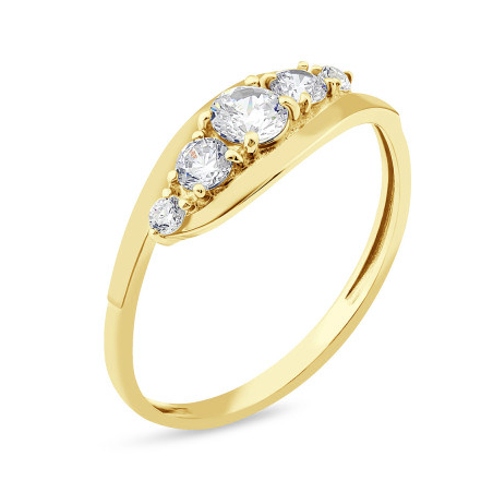 Pierścionek złoty LINE cyrkonie w szynie PX 849 próba 585