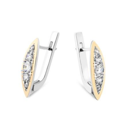 Kolczyki srebrne łezka z cyrkoniami i złotą blaszką/ang.zap PX 849_AU375 blaszka gold