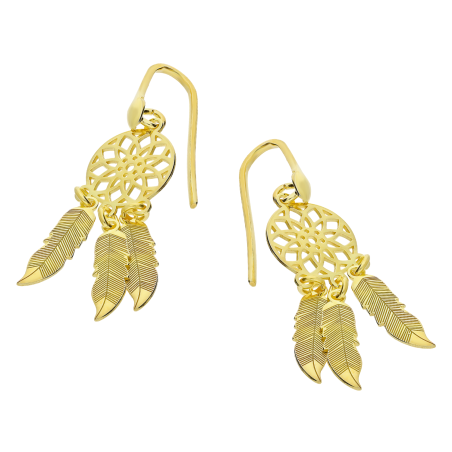 Kolczyki pozłacane ażurowy łapacz snów/bigiel otwarty PW NEW 237-1 GOLD próba 925