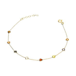 Bransoleta złota serca z kolorowymi cyrkoniami/anker S3 EG-5553 próba 375