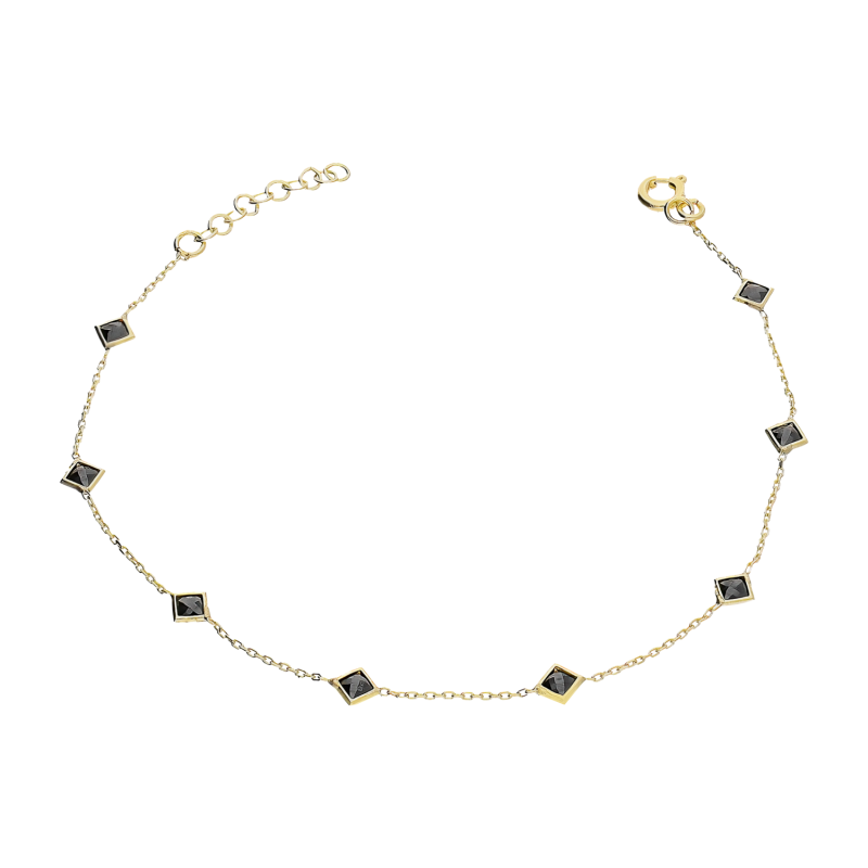 Bransoleta złota kwadraty z czarnymi cyrkoniami/anker S3 EG-55510 próba 375