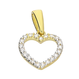 Serduszko złote ramka z białymi cyrkoniami S3 ELEP-96 próba 585