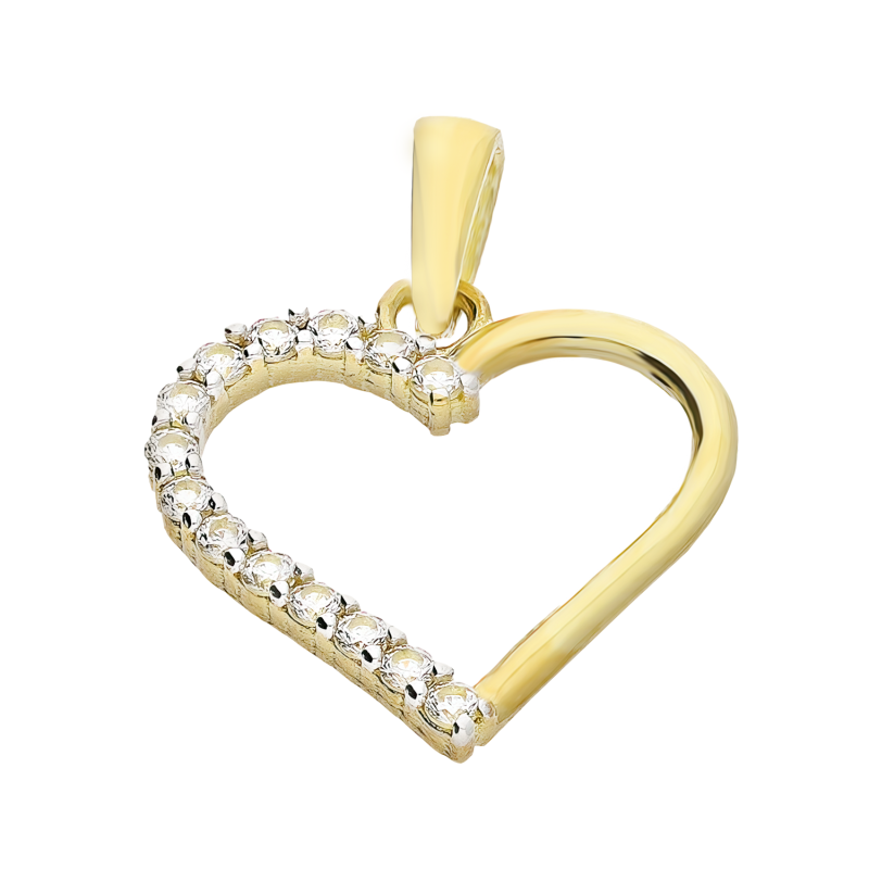 Serduszko złote z cyrkoniami po jednej stronie S3 ELEP-1011 próba 375