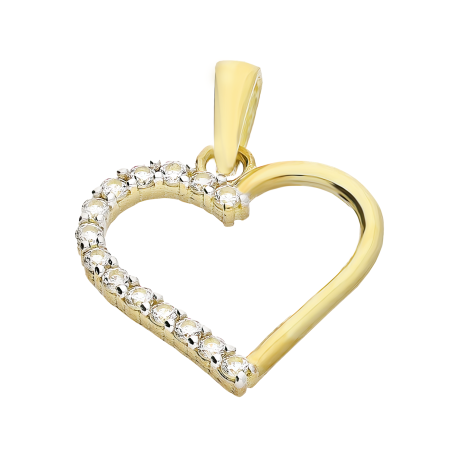 Serduszko złote z cyrkoniami po jednej stronie S3 ELEP-1011 próba 375