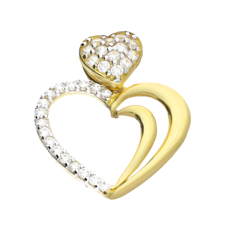 Złote Serduszko z Cyrkoniami pr. 585 - JubilerSezam.pl