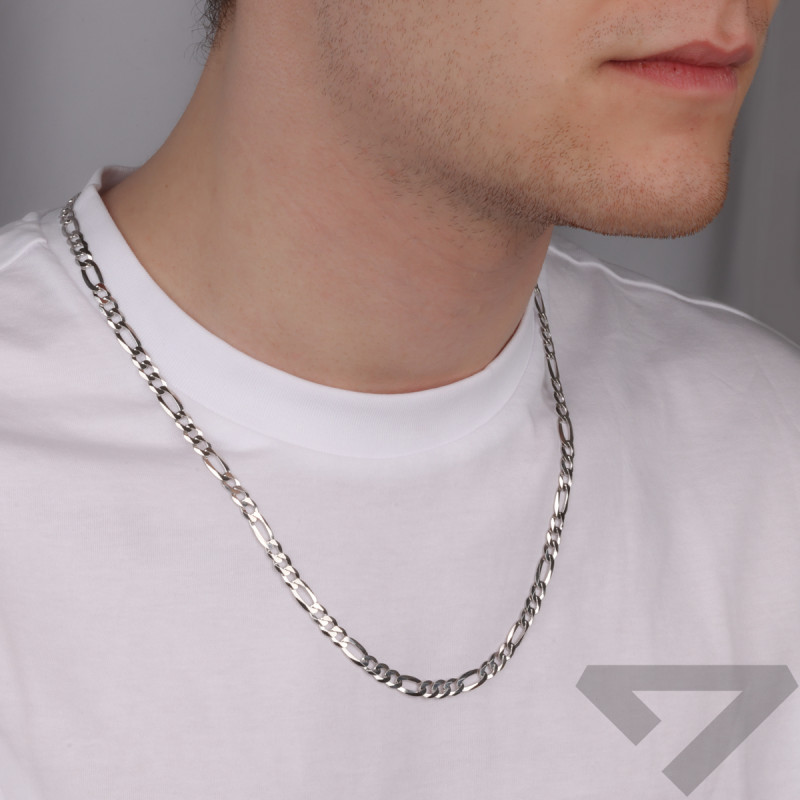 Łańcuszek srebrny rodowany splot figaro 6 mm próba 925