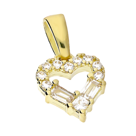 Serduszko złote z cyrkoniami bagietami S3 ELP-0062 próba 375