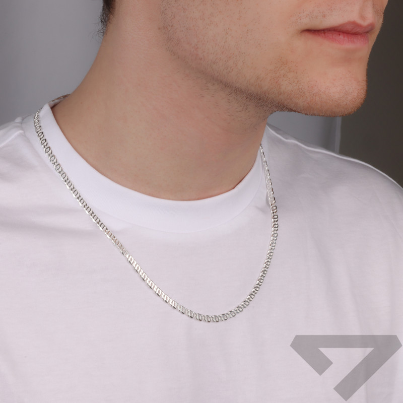 Łańcuszek srebrny rodowany tiger eye 3 mm