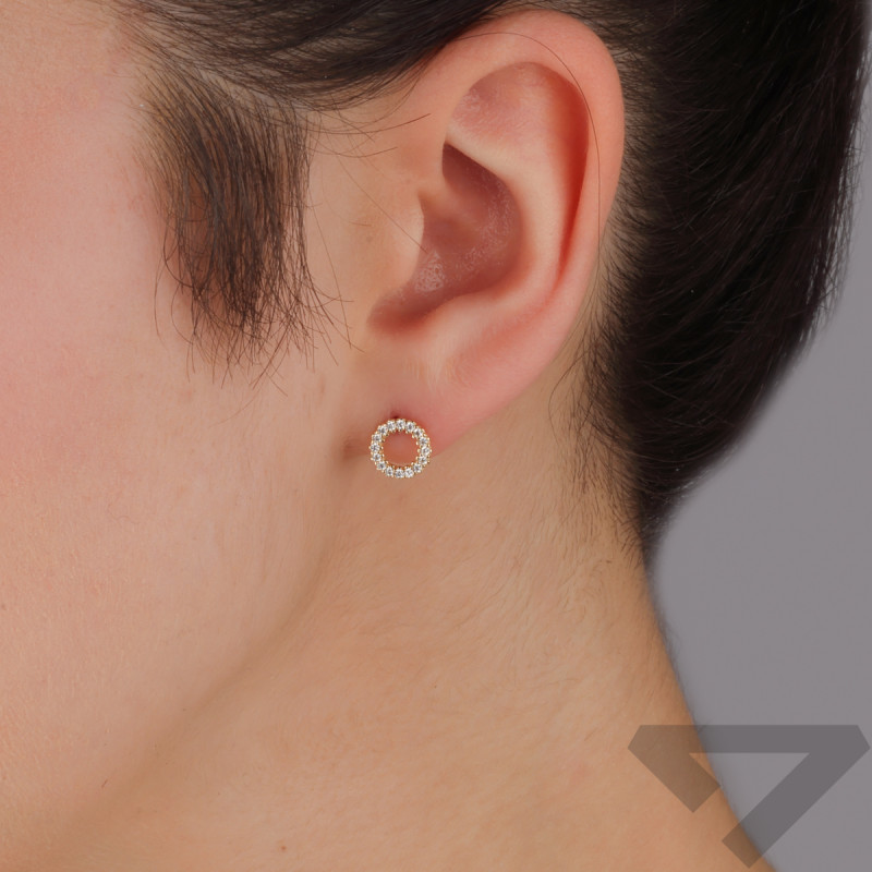 Kolczyki złote koło z cyrkoniami próba 585