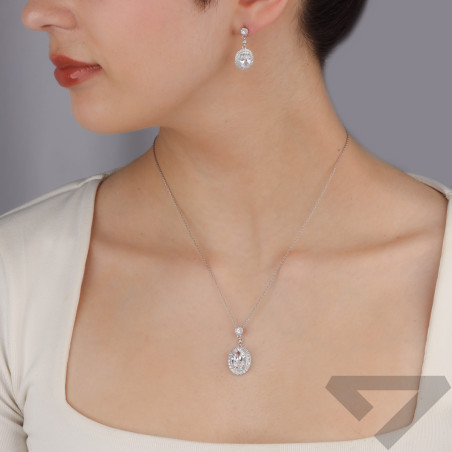 Komplet srebrny kolczyki i zawieszka owalna markiza z cyrkoniami TB 22762 próba 925