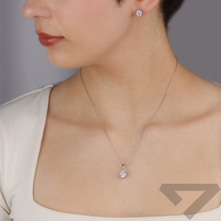 Komplet srebrny kolczyki i zawieszka cyrkonia w koronie AT878 próba 925