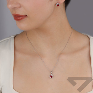 Srebrny Komplet Serca: Kolczyki i Zawieszka z Cyrkoniami - JubilerSezam.pl