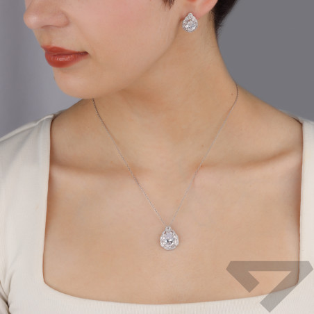 Komplet srebrny kolczyki i zawieszka kropla z białymi cyrkoniami TB 22764 próba 925