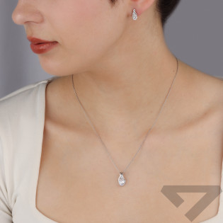 Komplet srebrny kolczyki i zawieszka owal z cyrkoniami AT879 próba 925