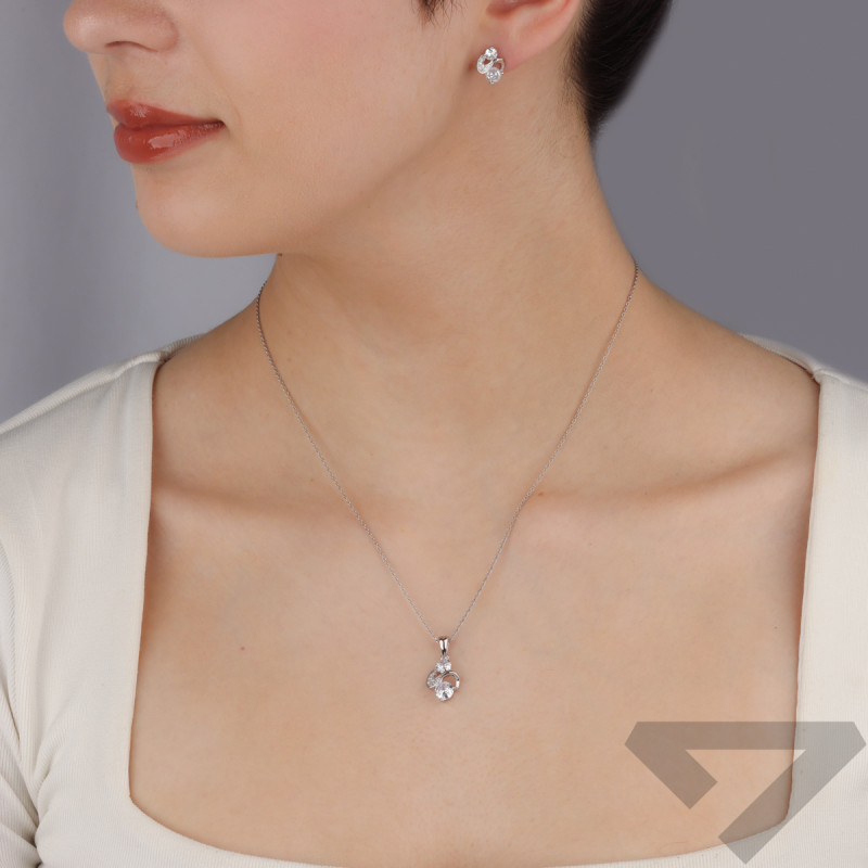 Komplet srebrny kolczyki i zawieszka zawijas z cyrkoniami/sztyft TB 21790 próba 925