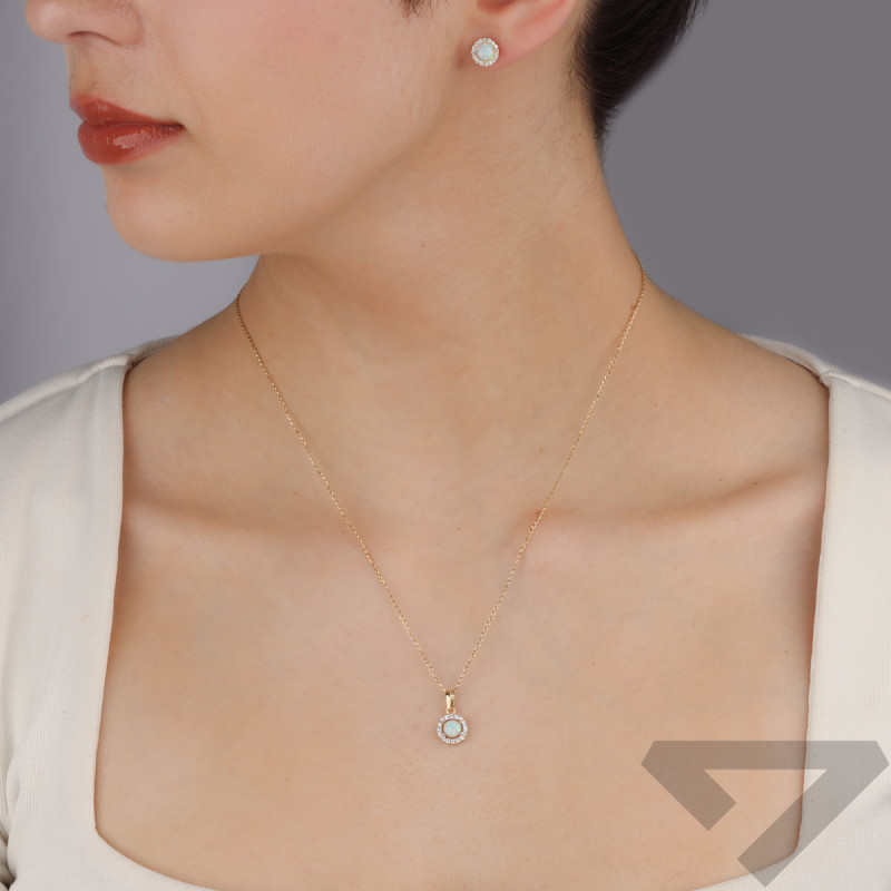 Zawieszka złota opal jubilerski z cyrkoniami MZ T23-E-310-P-1994-Opal-CZ próba 375