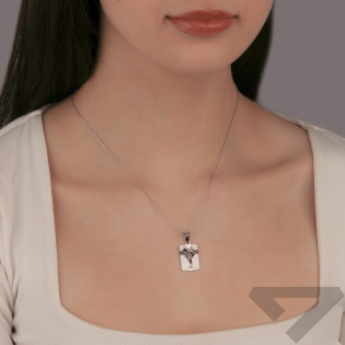 Medalik srebrny rodowany blaszka z Panem Jezusem MV MD471b rod próba 925