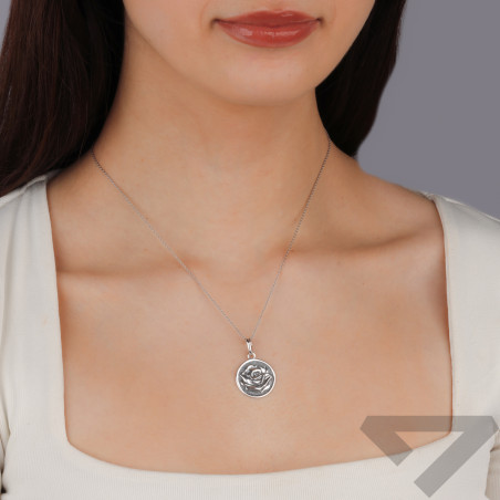 Zawieszka srebrna róża w kole TB 23778 próba 925